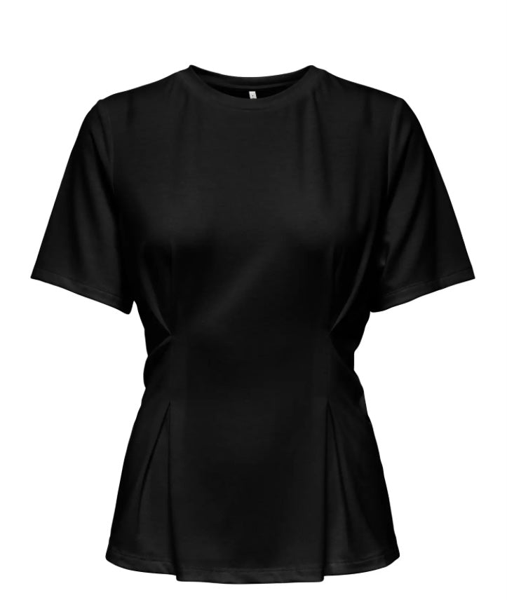 ONLY - ELENA S/S PLEATED TOP - BLACK