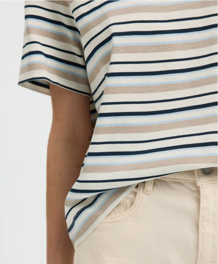 SELECTED FEMME - ESSENTIAL SS STRIPED BOXY TEE - CASHMERE BLUE/ MULTI STRIPE