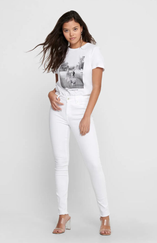 ONLY - BLUSH MID RAW ANKLE  15155438 - WHITE