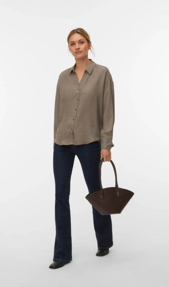 VEROMODA - MELANEY QUEENY LS SHIRT - BRINDLE
