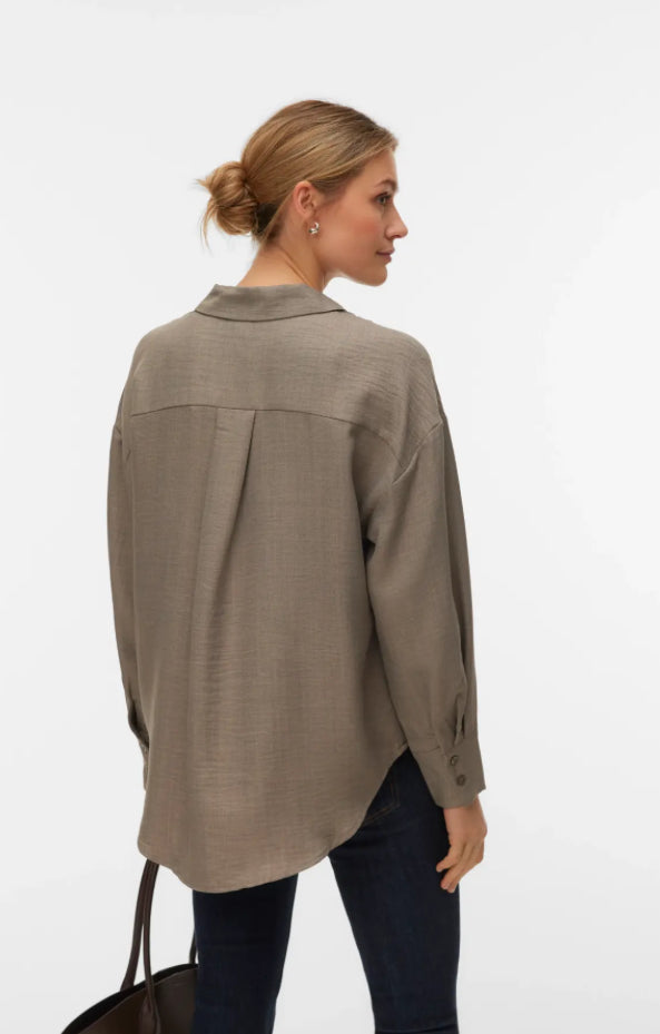 VEROMODA - MELANEY QUEENY LS SHIRT - BRINDLE