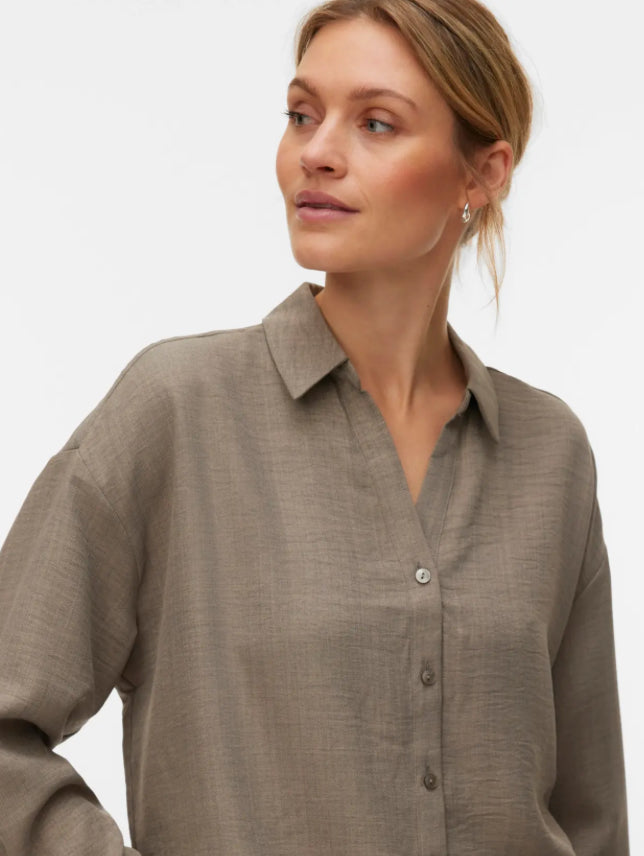VEROMODA - MELANEY QUEENY LS SHIRT - BRINDLE