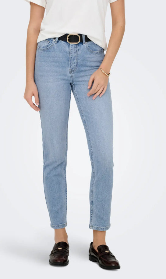 ONLY EMILY STRAIGHT HW ANKLE 15361608 - LIGHT BLUE DENIM