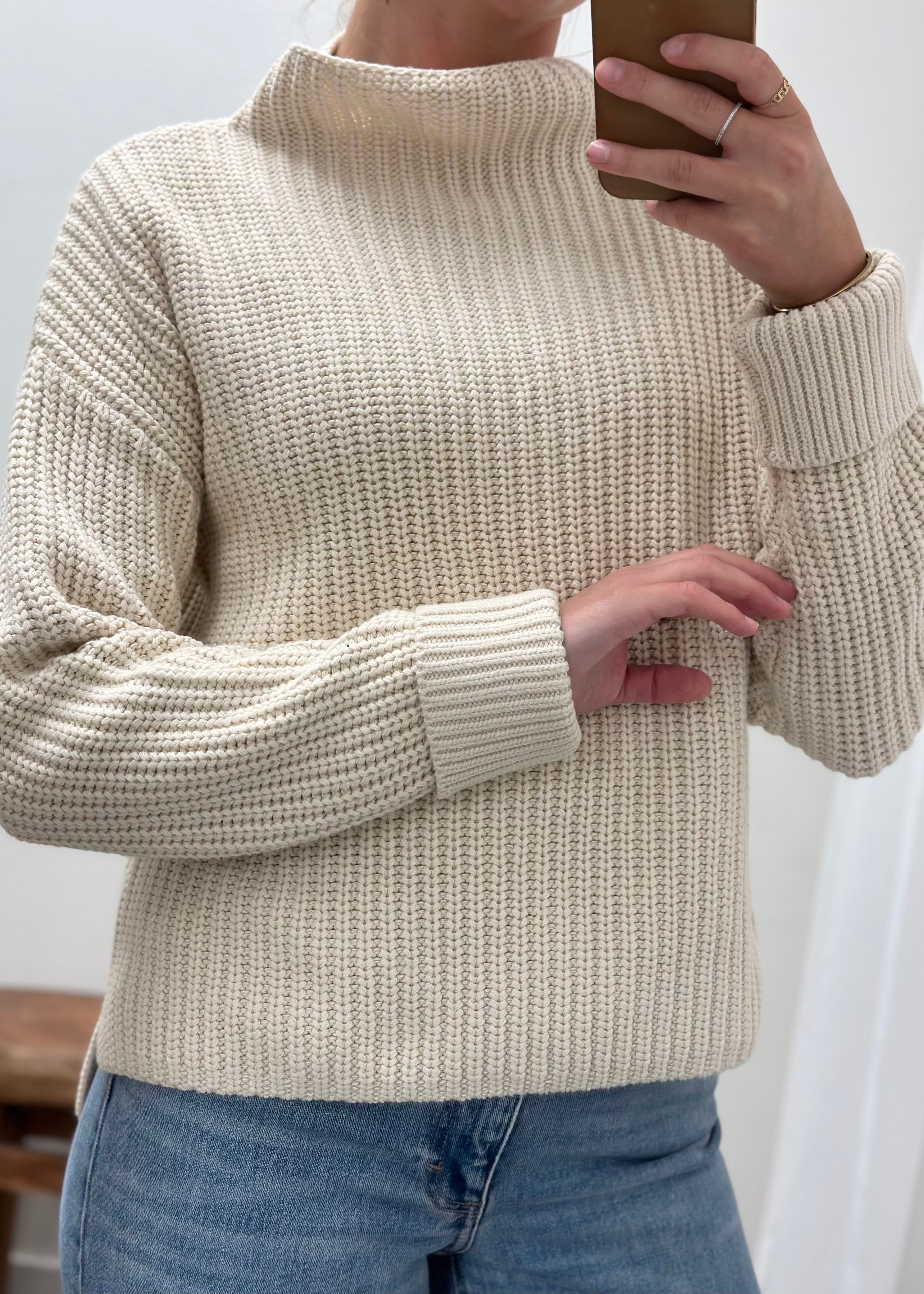 SELECTED FEMME - SELMA LS KNIT PULLOVER - BIRCH
