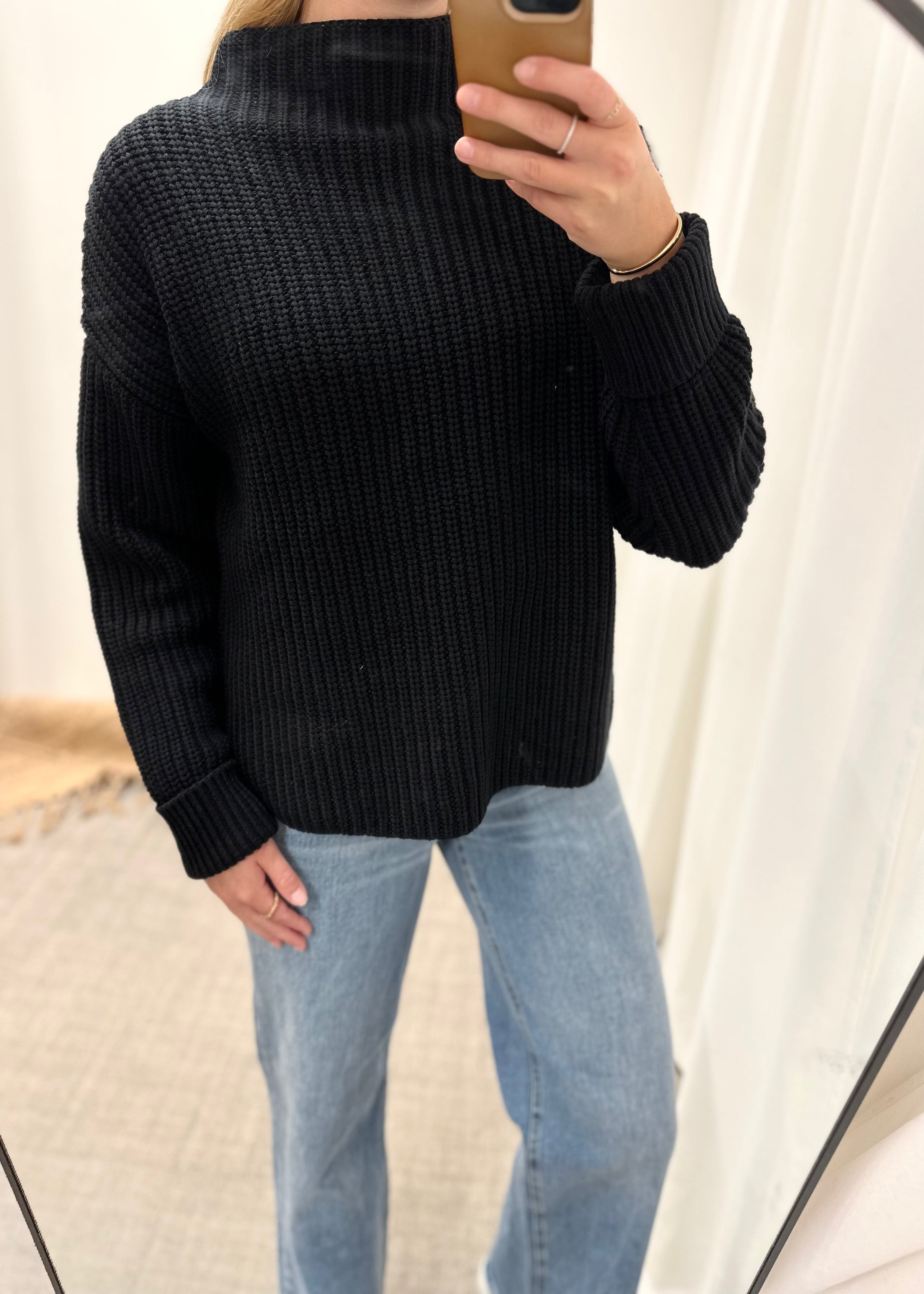 SELECTED FEMME - SELMA LS KNIT PULLOVER - BLACK