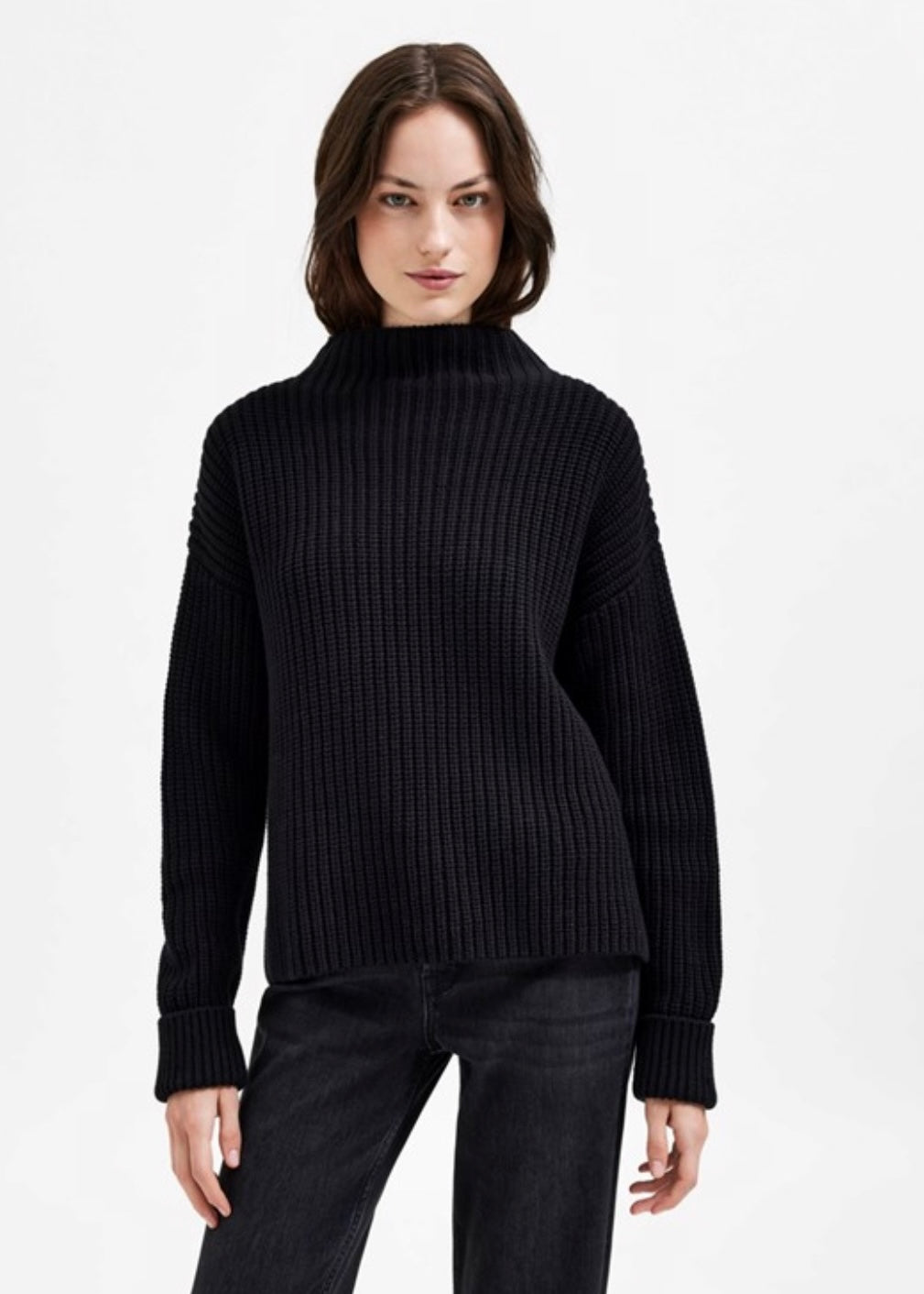 SELECTED FEMME - SELMA LS KNIT PULLOVER - BLACK