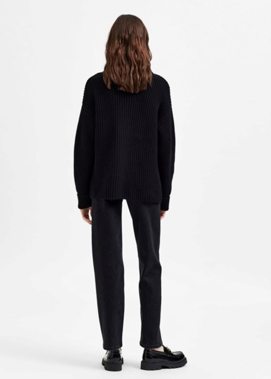 SELECTED FEMME - SELMA LS KNIT PULLOVER - BLACK