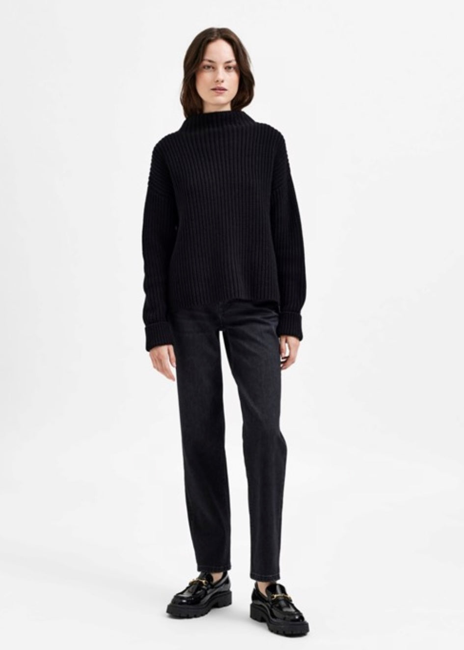 SELECTED FEMME - SELMA LS KNIT PULLOVER - BLACK