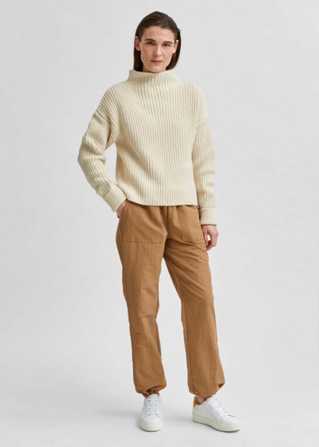 SELECTED FEMME - SELMA LS KNIT PULLOVER - BIRCH