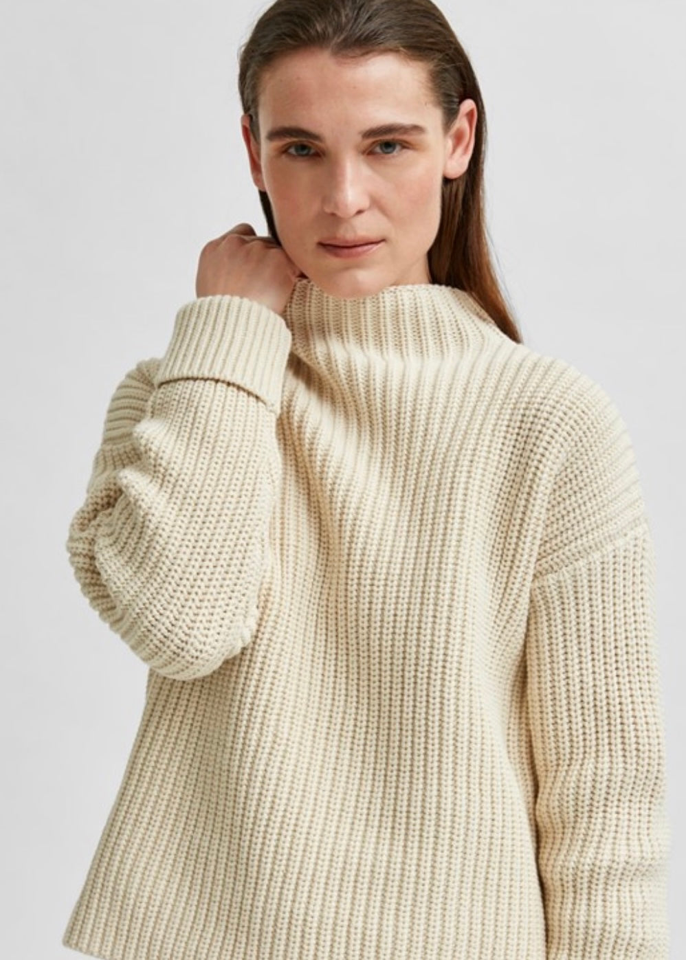 SELECTED FEMME - SELMA LS KNIT PULLOVER - BIRCH