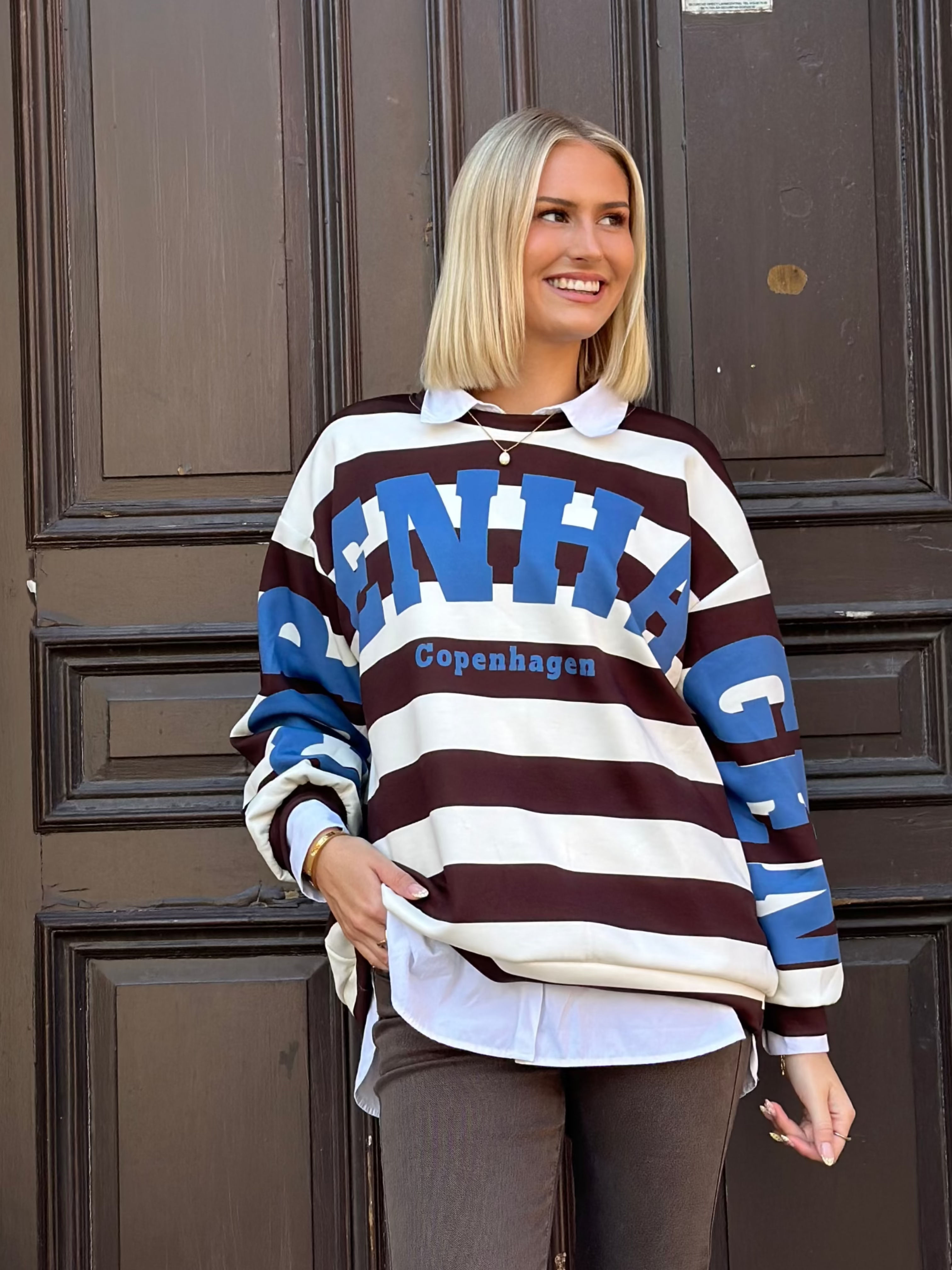 MARTA - NERINA SWEATSHIRT 22659S - CHOCO/JEANS BLUE