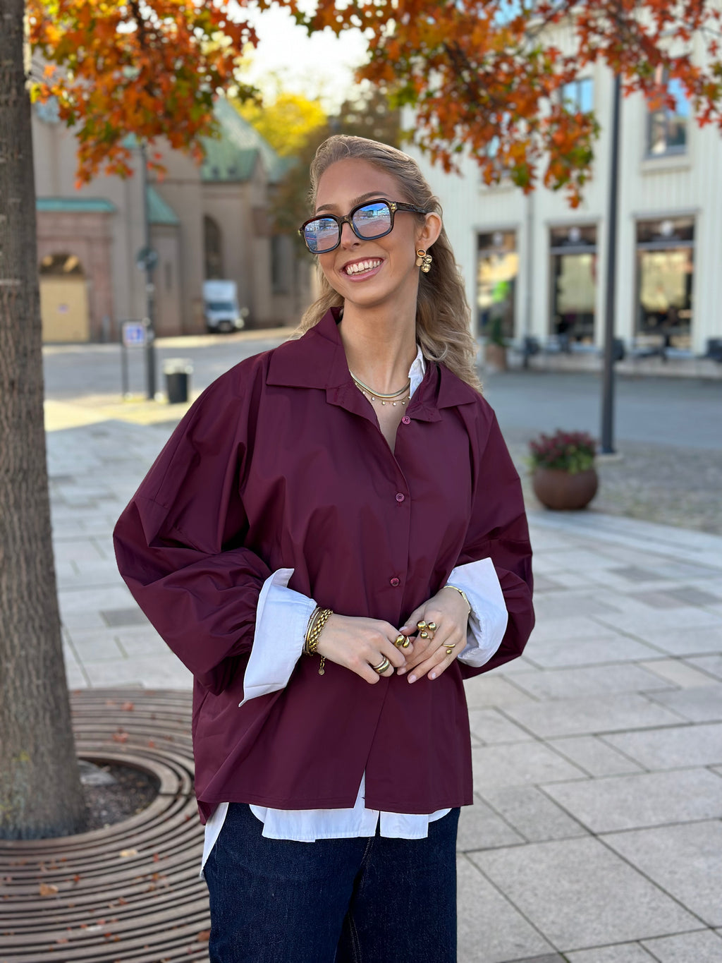 COSY HOUSE - OVERSIZED SKJORTA - WINE
