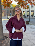COSY HOUSE - OVERSIZED SKJORTA - WINE