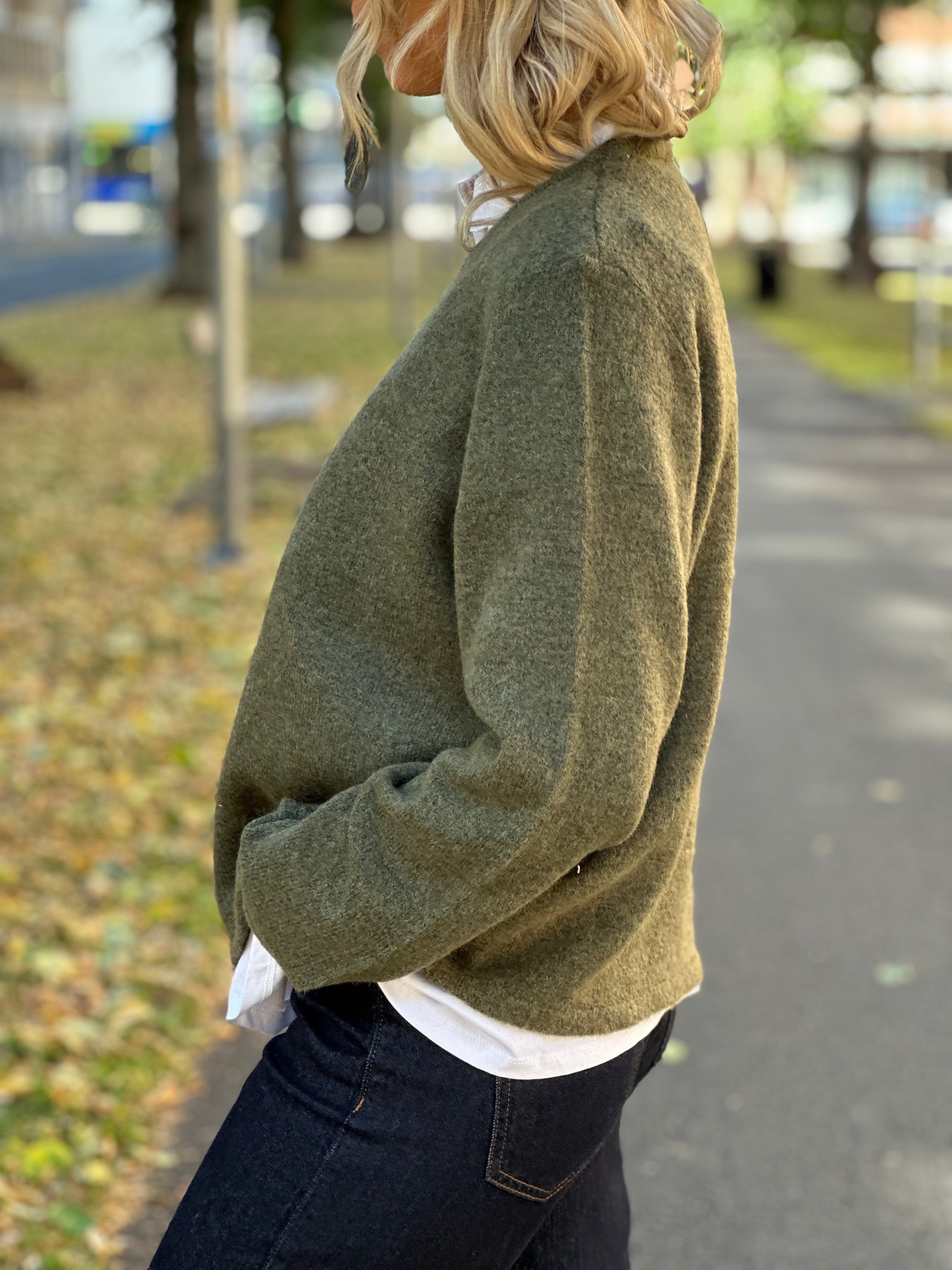 SELECTED FEMME - LULU NEW LS KNIT O-NECK - KALAMATA MELANGE