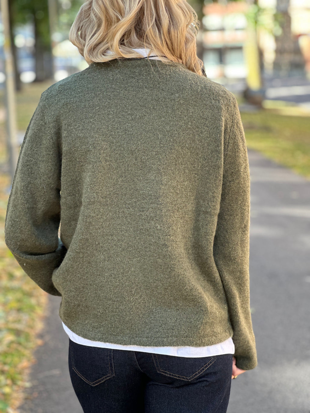 SELECTED FEMME - LULU NEW LS KNIT O-NECK - KALAMATA MELANGE