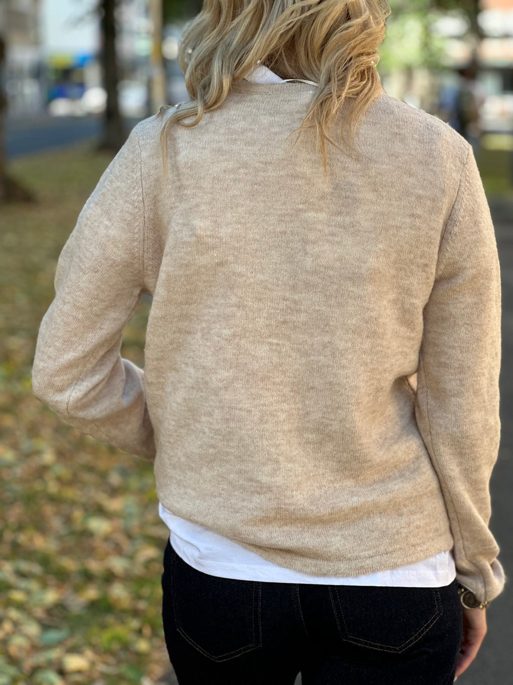 SELECTED FEMME - LULU NEW LS KNIT O-NECK - BIRCH MELANGE