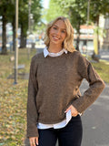 SELECTED FEMME - LULU NEW LS KNIT O-NECK - DACHSHUND MELANGE