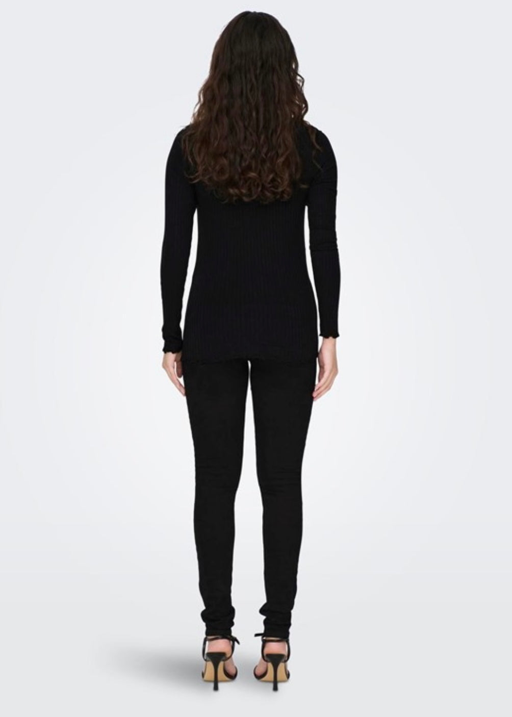 JDY - FRANSISKA L/S HIGHNECK TOP - BLACK