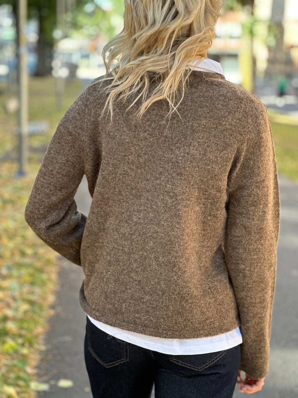 SELECTED FEMME - LULU NEW LS KNIT O-NECK - DACHSHUND MELANGE