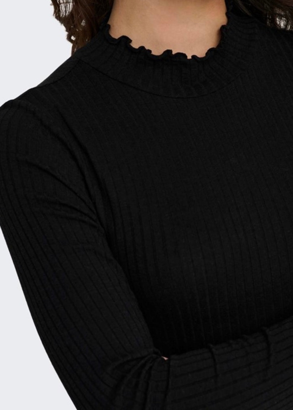 JDY - FRANSISKA L/S HIGHNECK TOP - BLACK
