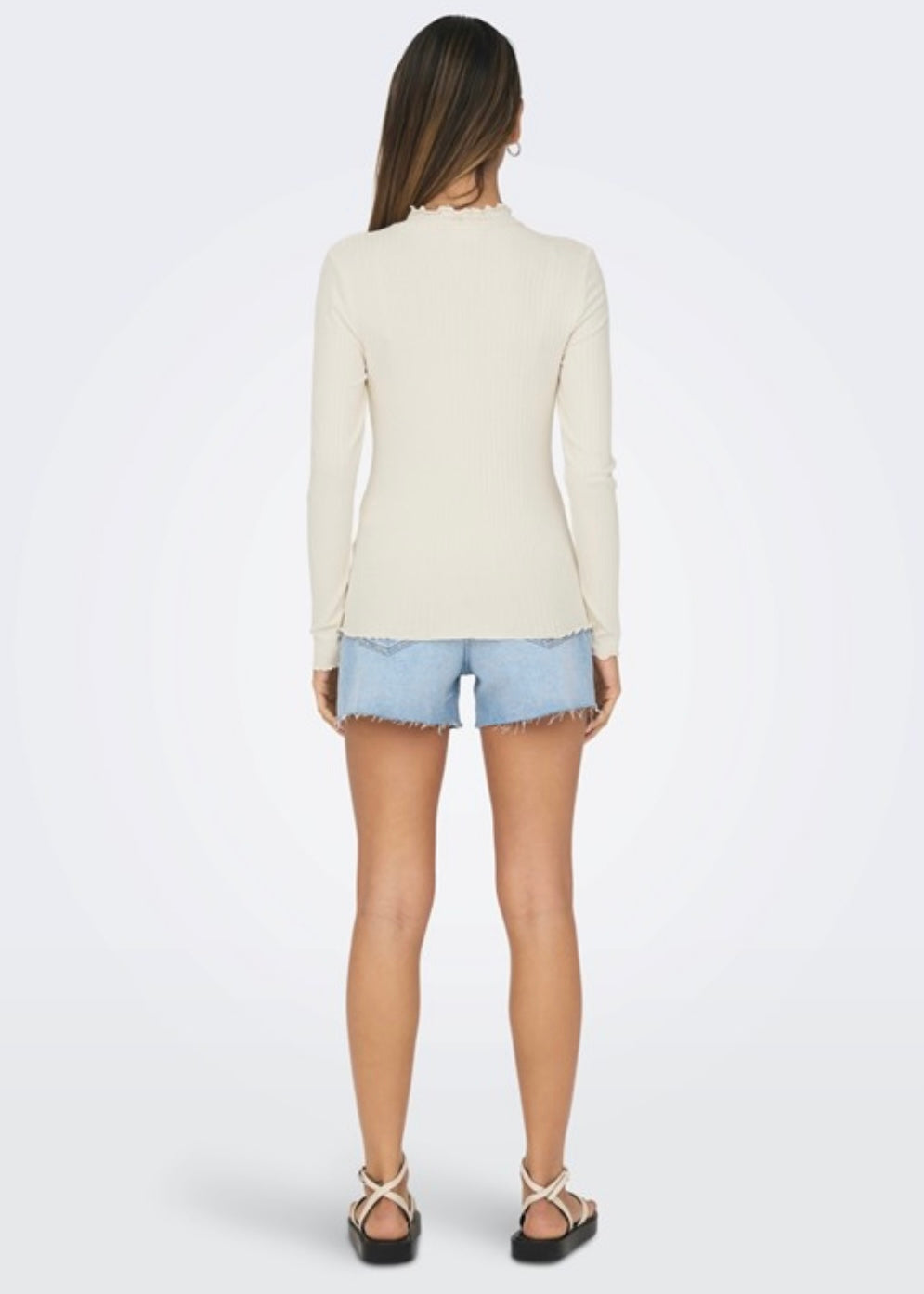 JDY - FRANSISKA L/S HIGHNECK TOP - WHITECAP GRAY