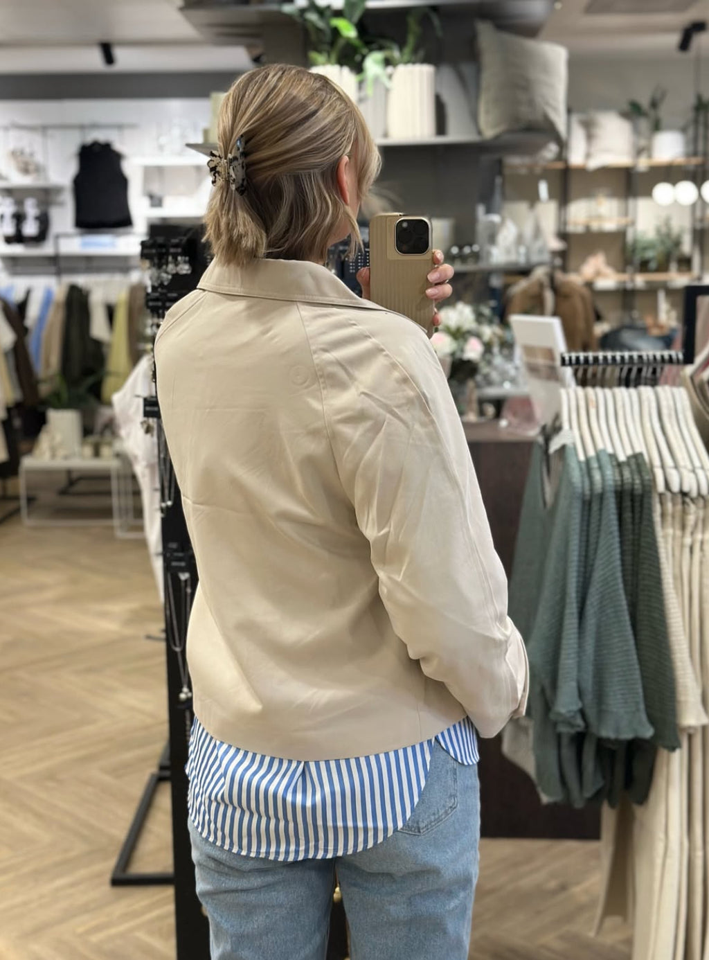 PIECES - SCARLETT LS SHORT TRENCHCOAT - SILVER GREY