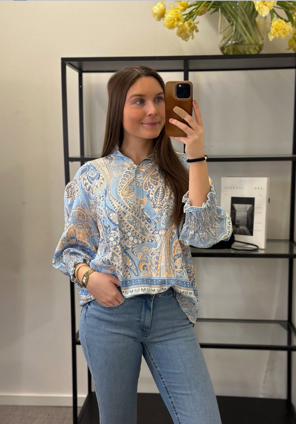MOONDUST - BELLA SMALL PAISLEY BLOUSE - SOFT BLUE
