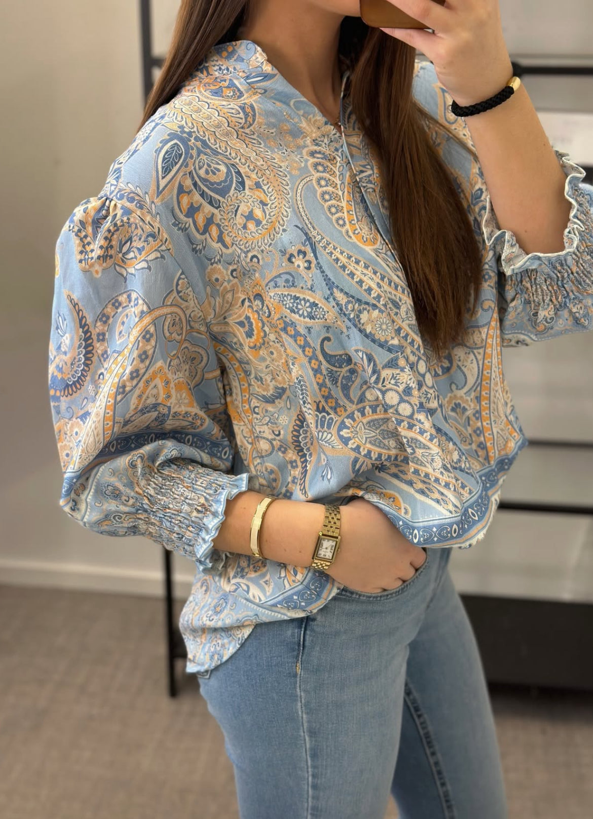 MOONDUST - BELLA SMALL PAISLEY BLOUSE - SOFT BLUE