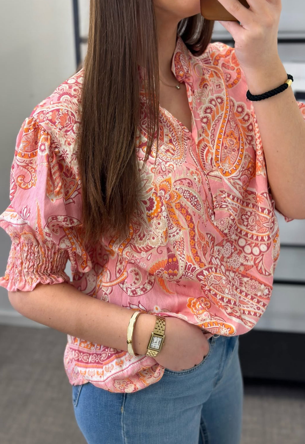 MOONDUST - BELLA SMALL PAISLEY BLOUSE - ROSE