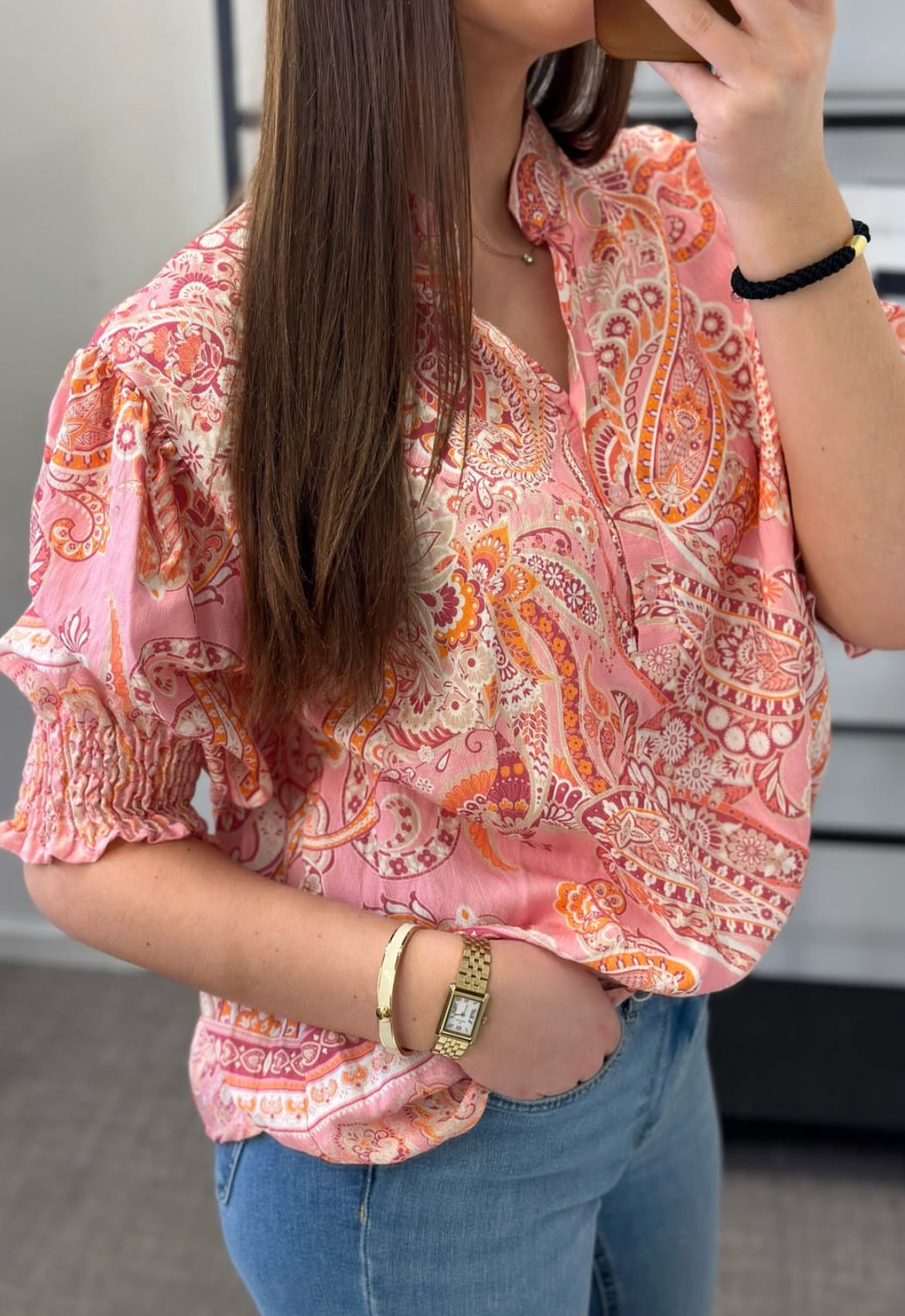 MOONDUST - BELLA SMALL PAISLEY BLOUSE - ROSE
