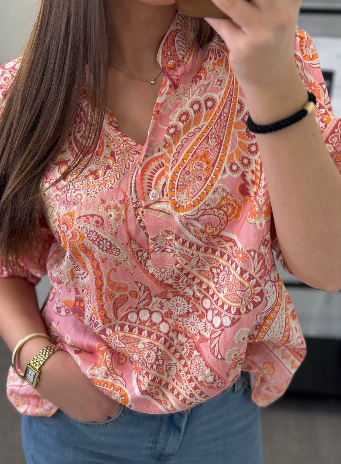 MOONDUST - BELLA SMALL PAISLEY BLOUSE - ROSE