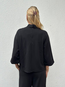 JDY GEGGO LIFE 3/4 HIGHNECK TOP - BLACK