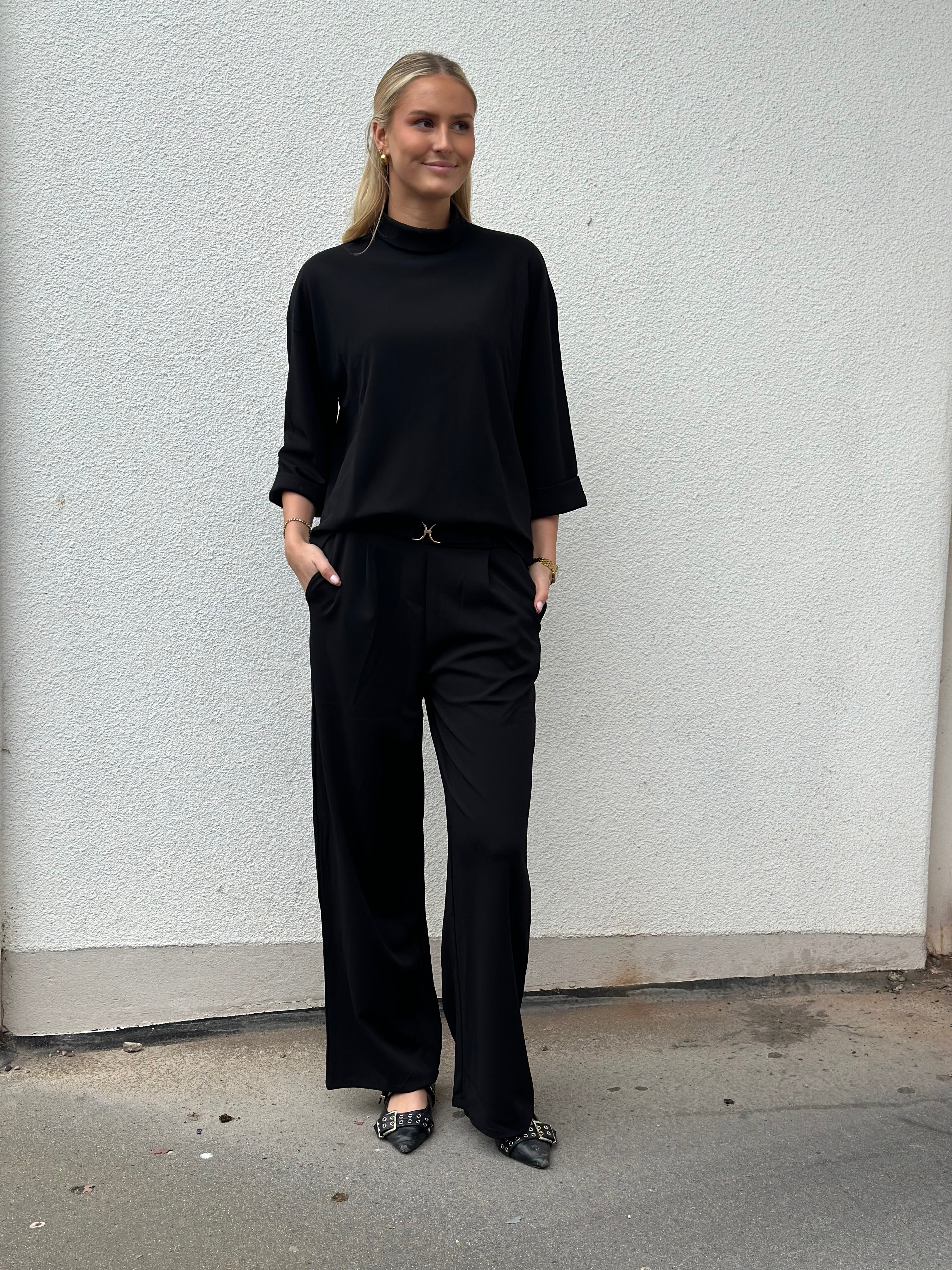 JDY GEGGO LIFE 3/4 HIGHNECK TOP - BLACK