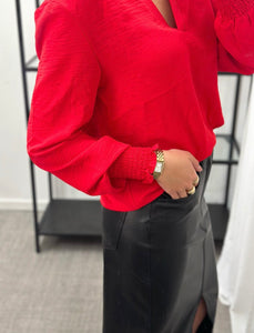 ONLY - METTE V-NECK LS SMOCK TOP - SKI PATROL