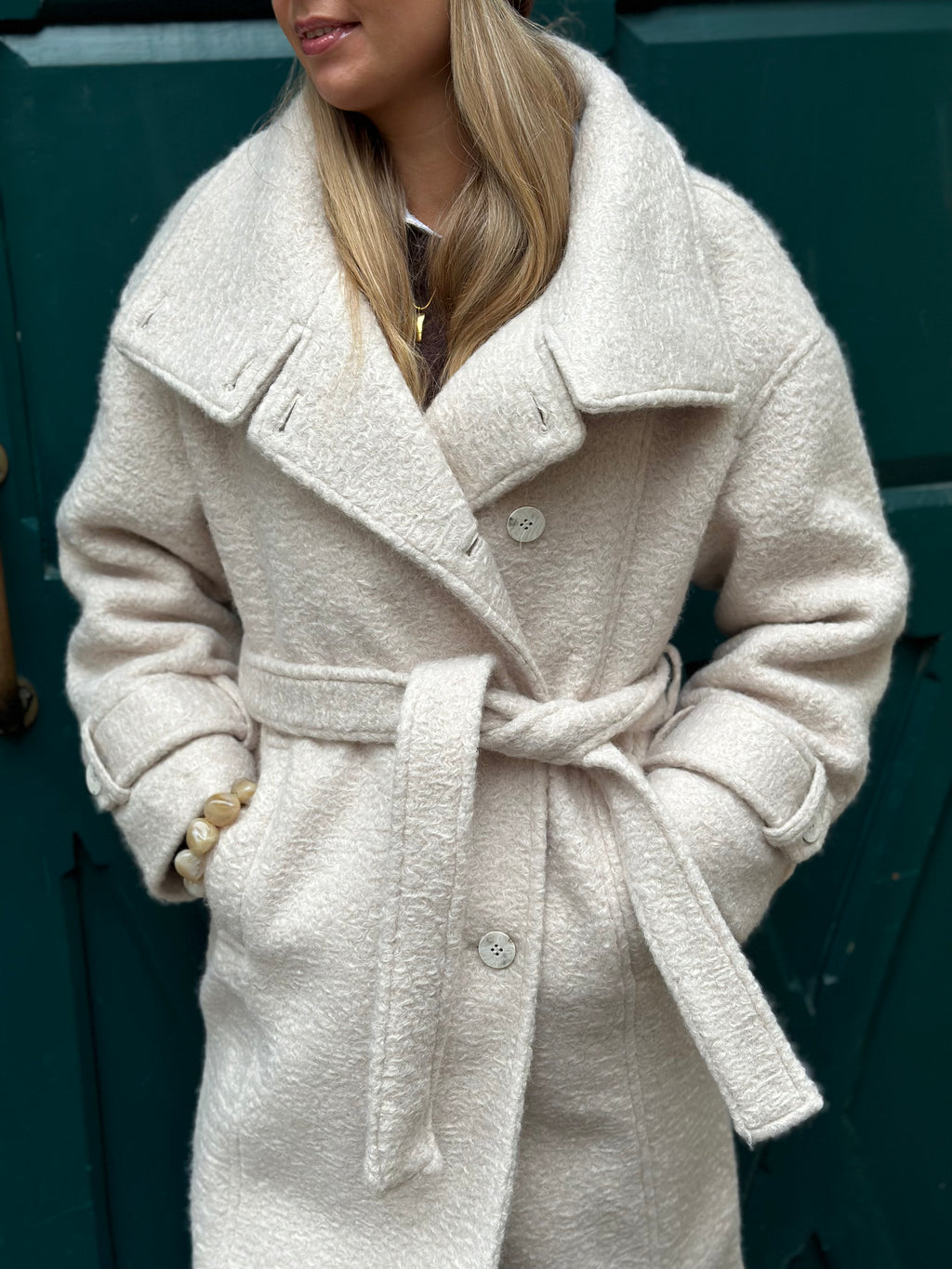 ONLY - BRANDY HIGH NECK COAT - PUMICE STONE