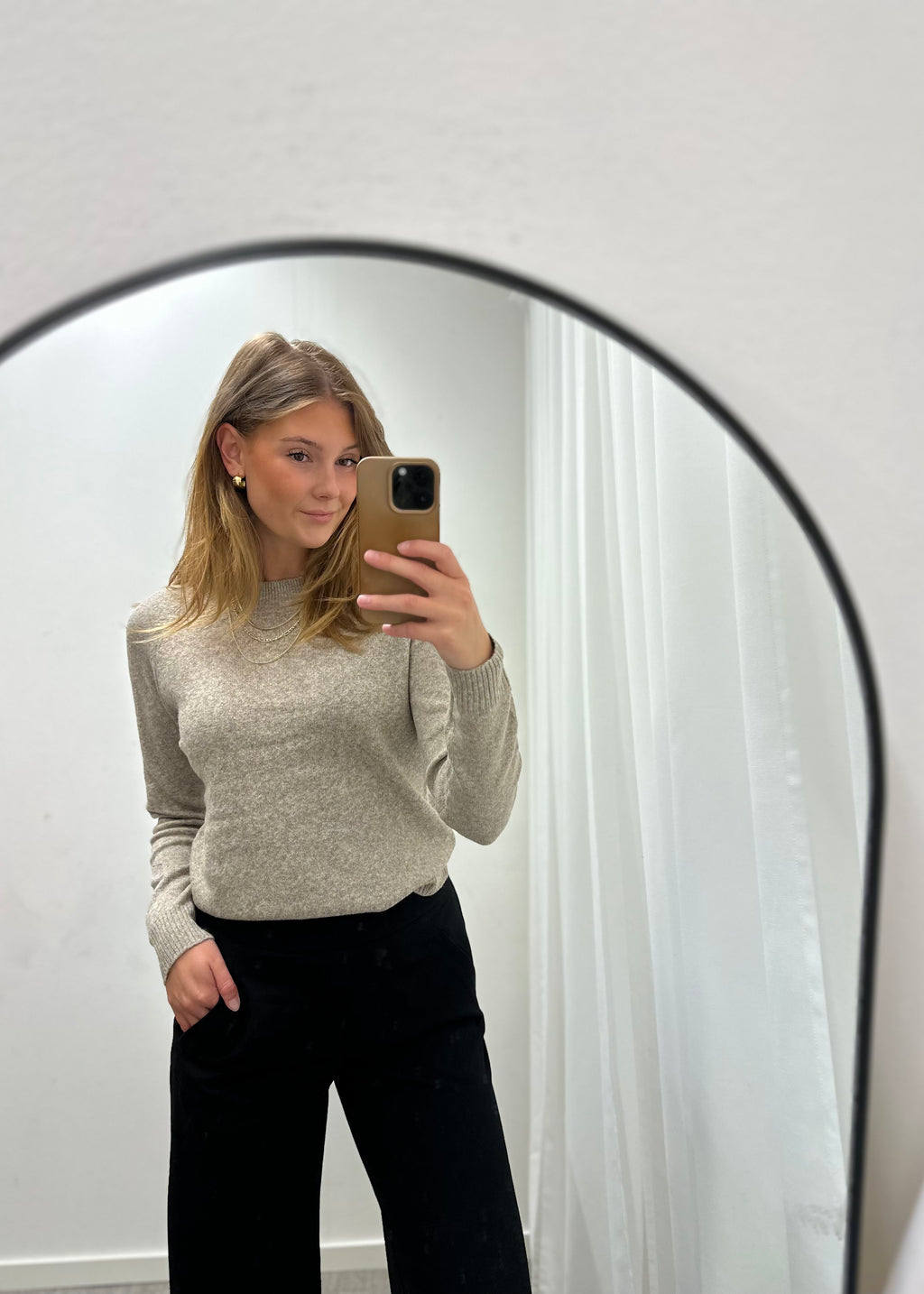 VERO MODA - DOFFY LS O-NECK BLOUSE - SEPLA TINT/MELANGE