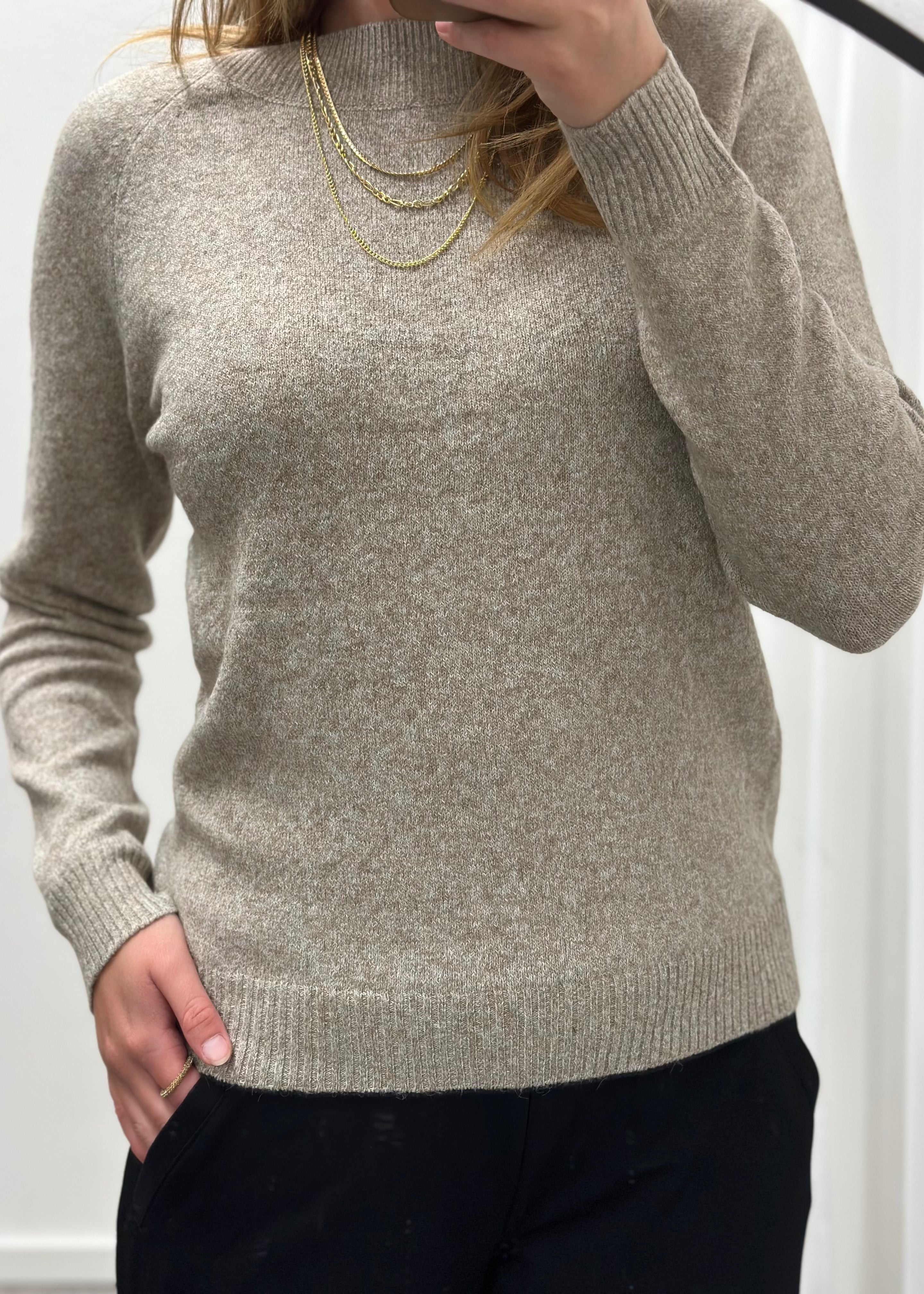 VERO MODA - DOFFY LS O-NECK BLOUSE - SEPLA TINT/MELANGE