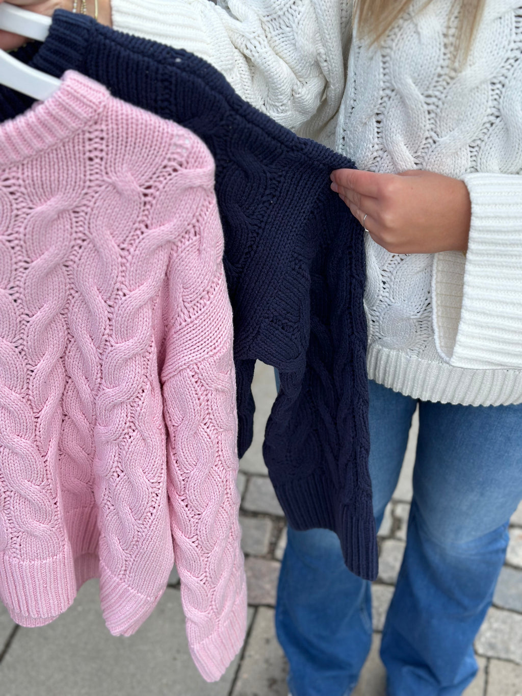 VERO MODA - SVEA THEA LS O-NECK CABLE PULLOVER - ROSEATE SPOONBILL