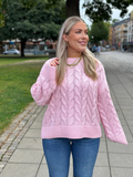 VERO MODA - SVEA THEA LS O-NECK CABLE PULLOVER - ROSEATE SPOONBILL