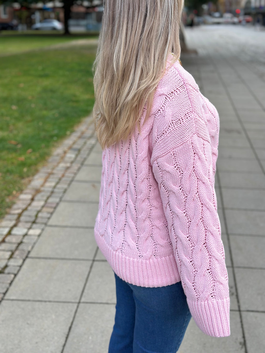VERO MODA - SVEA THEA LS O-NECK CABLE PULLOVER - ROSEATE SPOONBILL