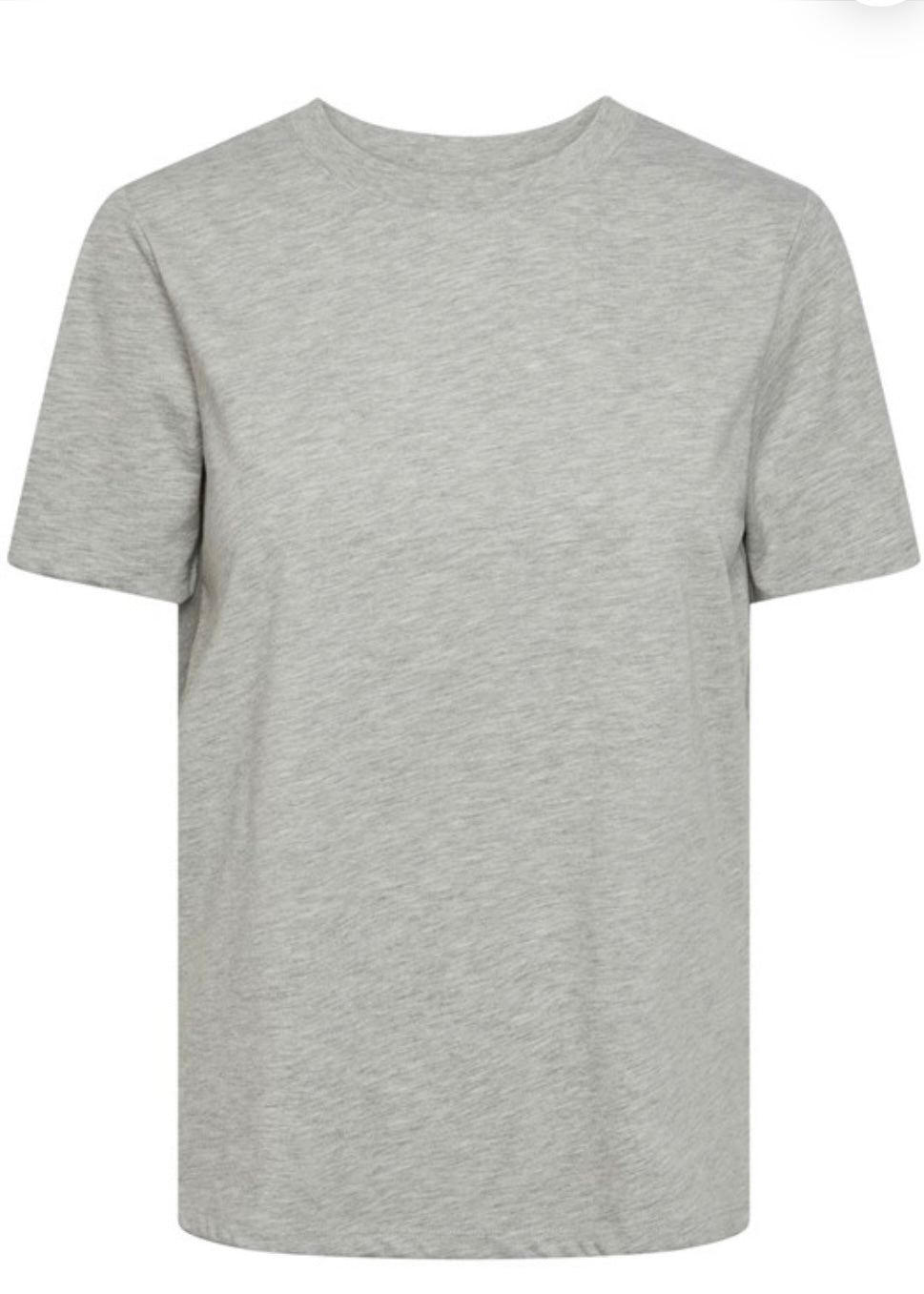 PIECES - RIA FOLD UP SOLID TEE - LIGHT GREY MELANGE