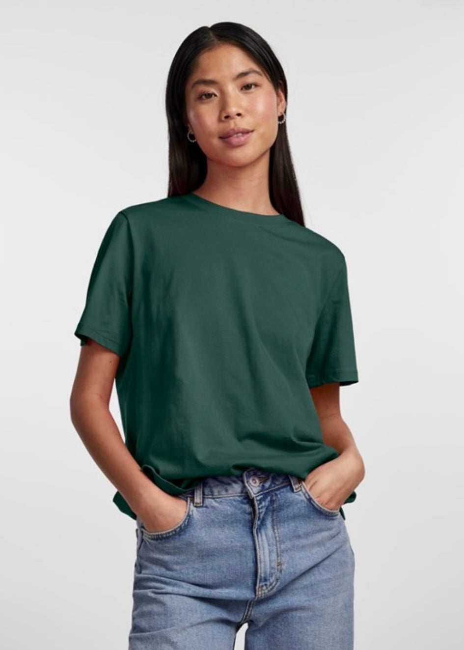 PIECES - RIA FOLD UP SOLID TEE - TREKKING GREEN