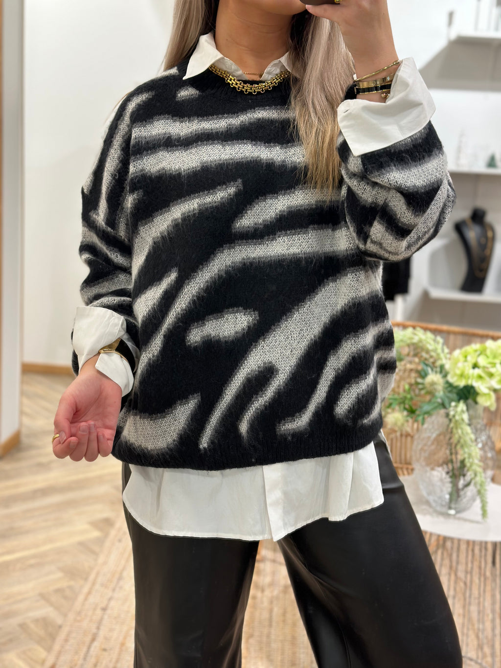 COSY HOUSE - MIA ZEBRA SHIRT - BLACK/WHITE ZEBRA