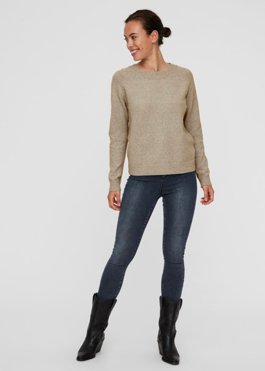 VERO MODA - DOFFY LS O-NECK BLOUSE - SEPLA TINT/MELANGE