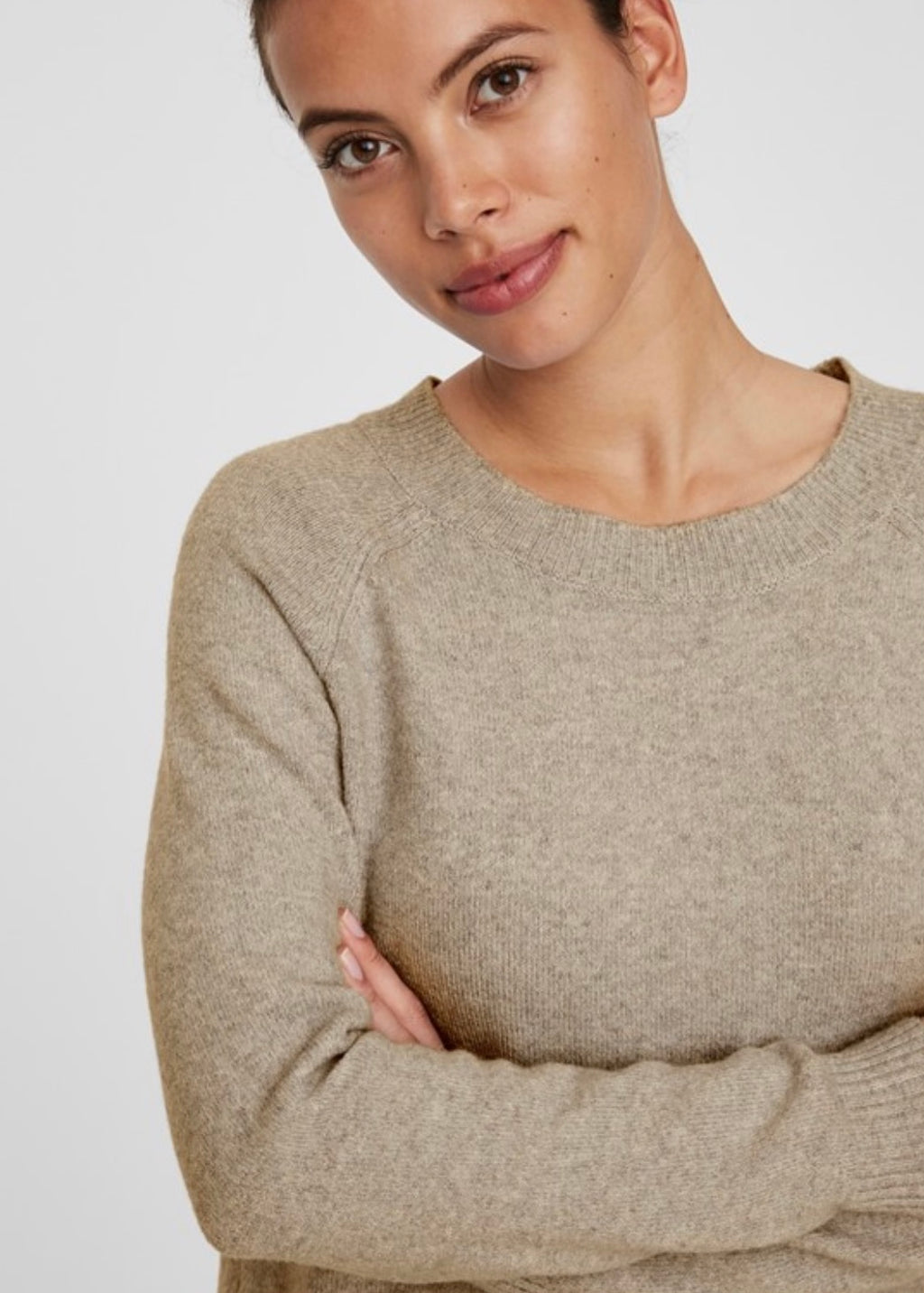 VERO MODA - DOFFY LS O-NECK BLOUSE - SEPLA TINT/MELANGE