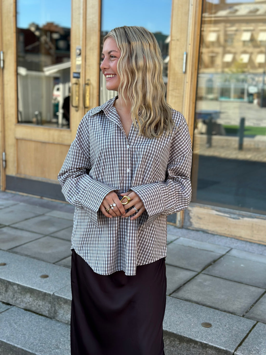 ONLY - OREGON ALVA LS REG SHIRT - SANDSHELL/BROWN