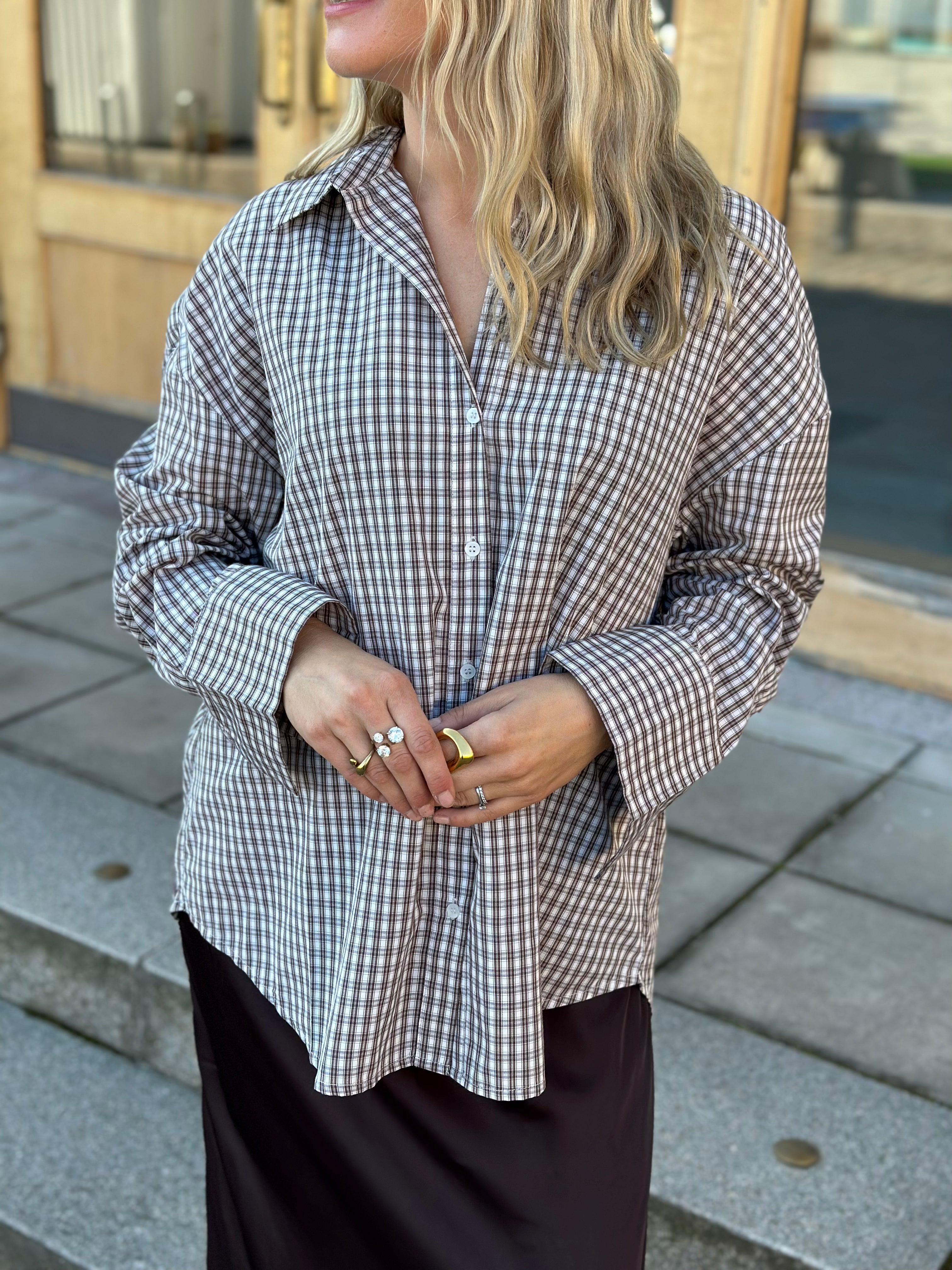 ONLY - OREGON ALVA LS REG SHIRT - SANDSHELL/BROWN