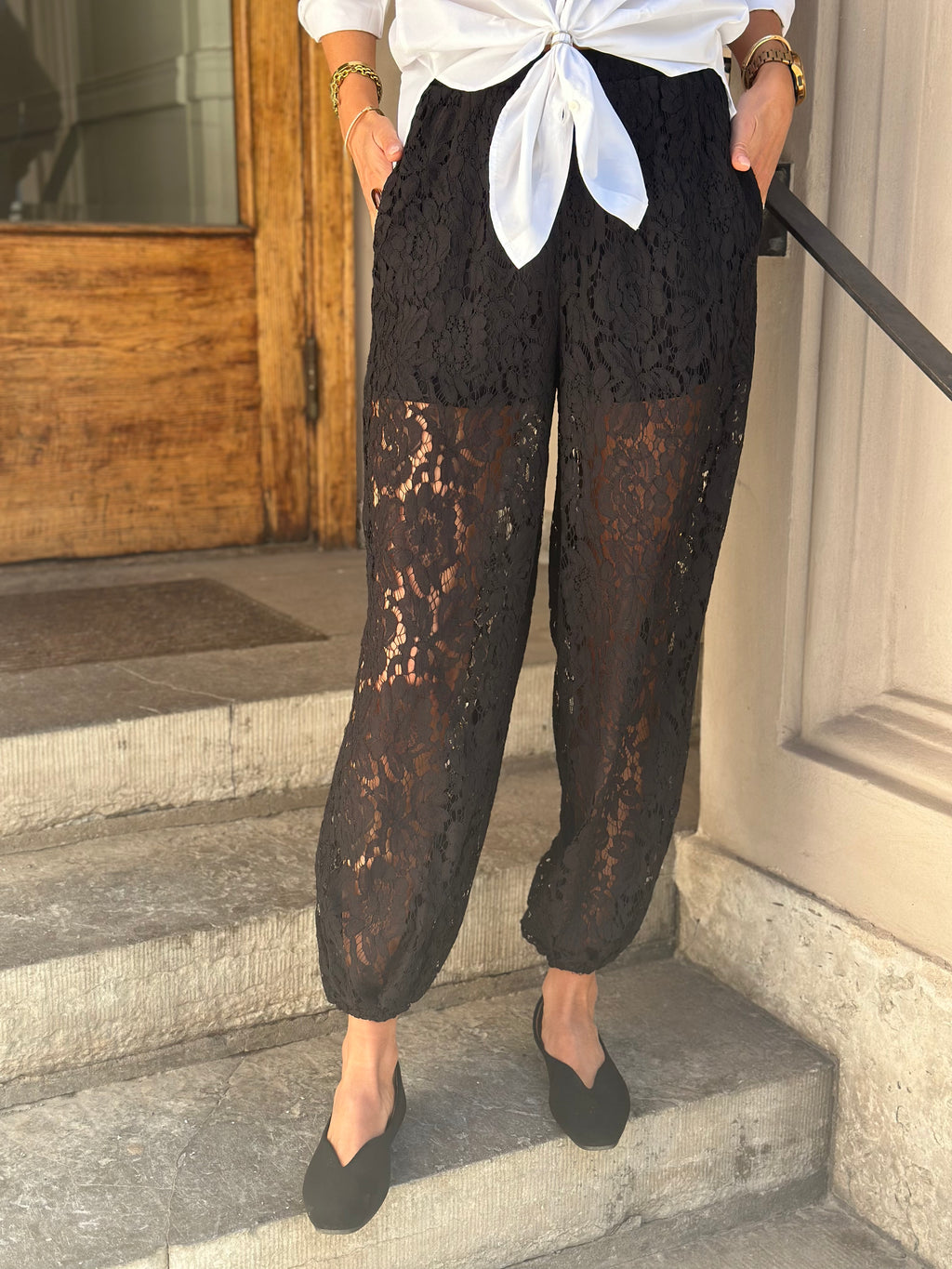 JDY - JULIA LACE BALLOON PANT - BLACK
