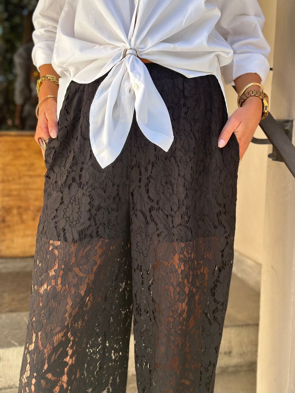 JDY - JULIA LACE BALLOON PANT - BLACK