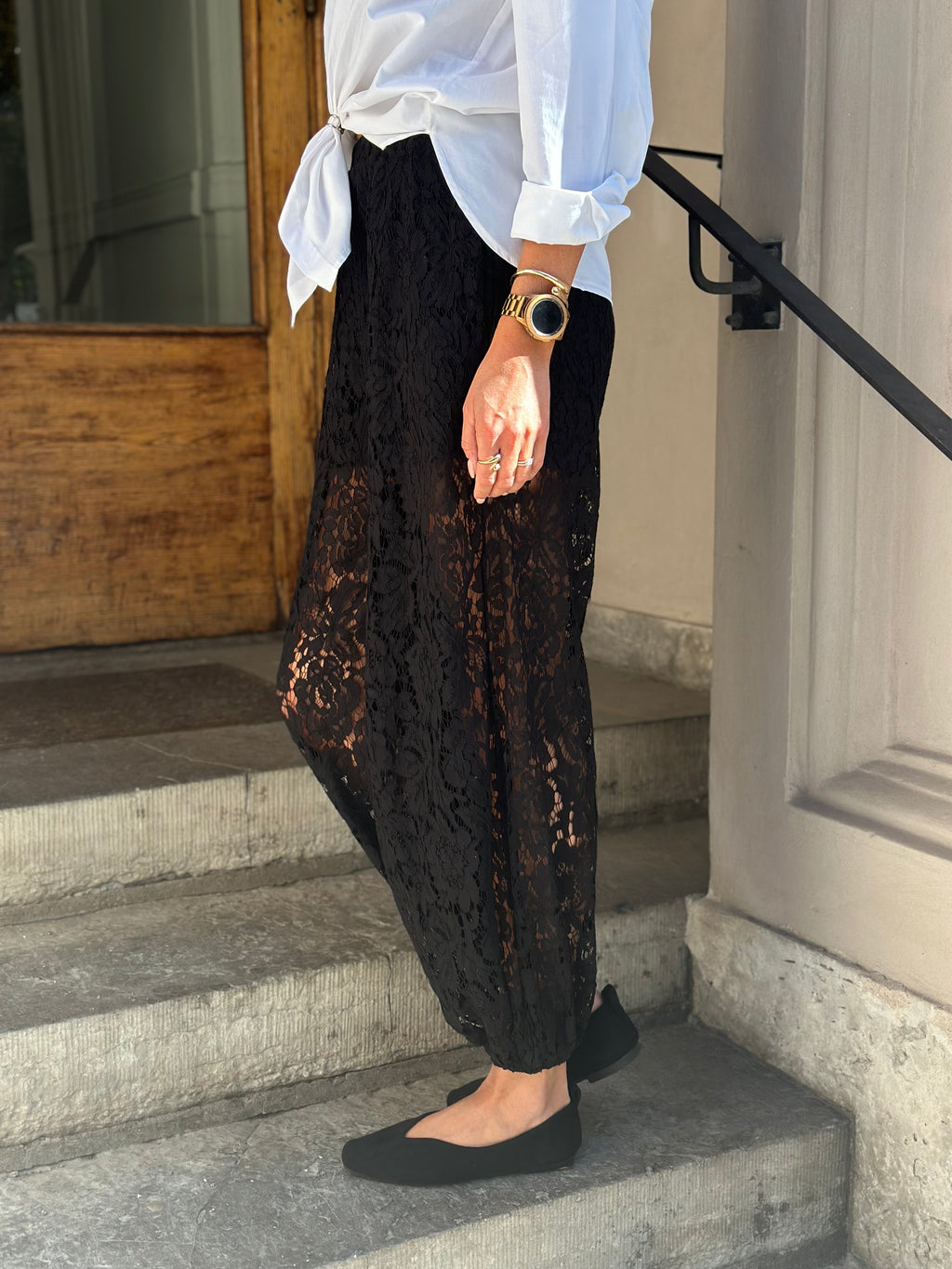 JDY - JULIA LACE BALLOON PANT - BLACK